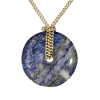 Chaine en or et son disque de lapis lazuli