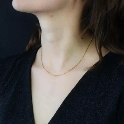 Chaine en or jaune maille forçat limée