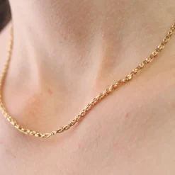 Chaine maille pliée or rose