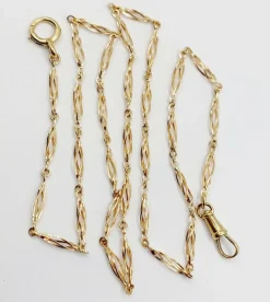 Chaine sautoir antique or rose, maillons enroulement 62,5 cm (1900)