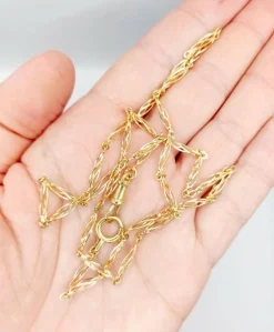 Chaine sautoir antique or rose, maillons enroulement 62,5 cm (1900)