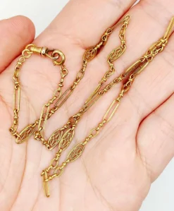 Chaine sautoir Art Nouveau or jaune à maille filigranées 44cm (circa 1900)