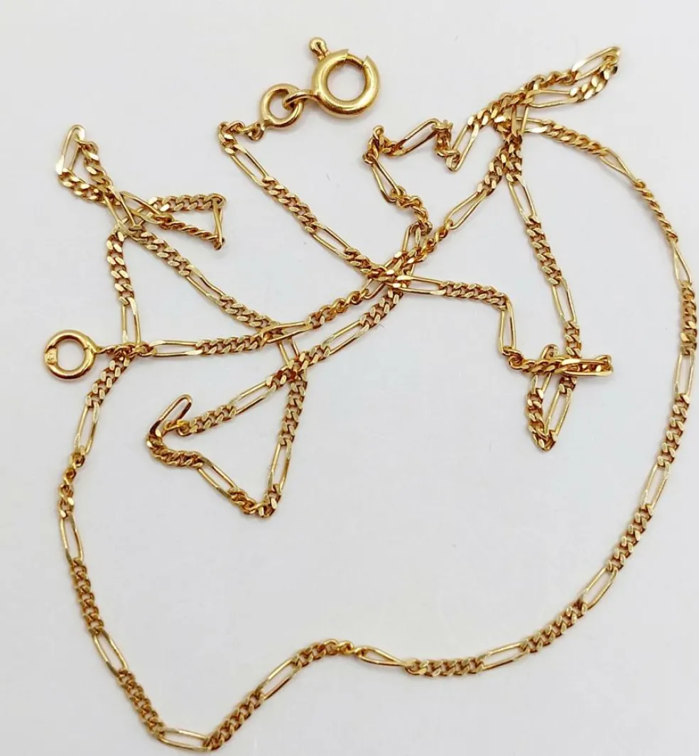 Chaine vintage or jaune mailles gourmette alternées Française 39,5 cm 2,00 gr