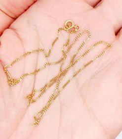Chaine vintage or jaune mailles gourmette alternées Française 39,5 cm 2,00 gr