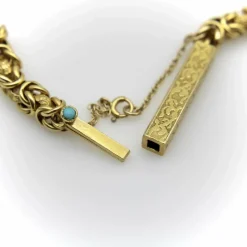 Chaîne de garde longue à maillons fantaisie en or 14 carats de style victorien avec détails en relief