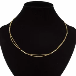 Chaîne double en or maille gourmette et batonnets