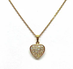 Chaîne et pendentif cœur en or jaune et diamants