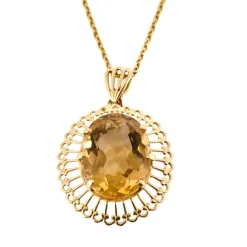 Chaîne et pendentif or jaune et citrine
