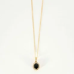 Chaîne et pendentif or, saphir et diamants