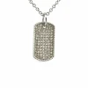 Chaîne et pendentif plaque GI or blanc et diamants