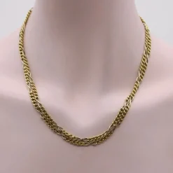 Chaîne italienne vintage en or 18 carats avec maillons gourmette et infini