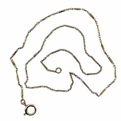 Chaîne portugaise à maillons alternés délicats en or 14 carats de style édouardien