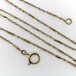 Chaîne portugaise à maillons alternés délicats en or 14 carats de style édouardien