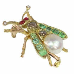 Charmante broche à mouche vintage des années 1870
