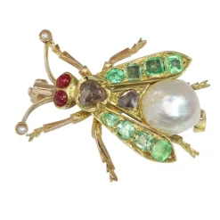 Charmante broche à mouche vintage des années 1870