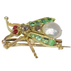 Charmante broche à mouche vintage des années 1870