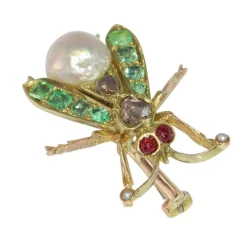 Charmante broche à mouche vintage des années 1870