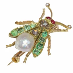 Charmante broche à mouche vintage des années 1870