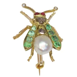 Charmante broche à mouche vintage des années 1870