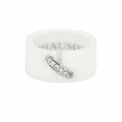 CHAUMET- Liens - Bague céramique blanche, or gris et diamants