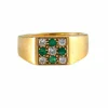 CHEVALIERE OR JAUNE EMERAUDES ET DIAMANTS
