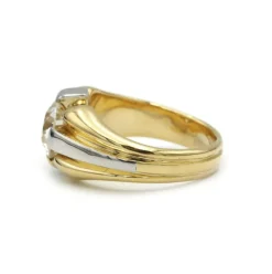 Chevalière - Or jaune et blanc et diamant