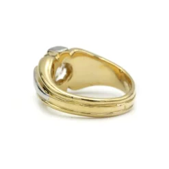 Chevalière - Or jaune et blanc et diamant
