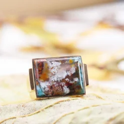 Chevalière ancienne agate confetti