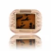 Chevalière ancienne or rose et agate à dendrite