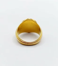 Chevalière antique or armoiries française blason aux fleurs et heaume
