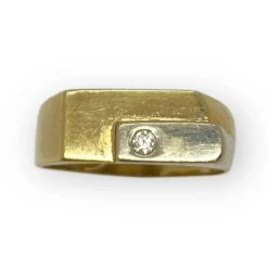 Chevalière deux ors et diamant