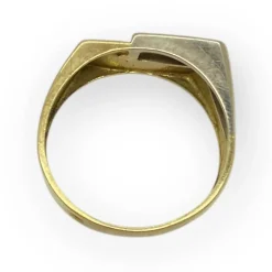 Chevalière deux ors et diamant