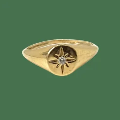 Chevalière diamant étoile du nord