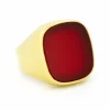 Chevalière en or jaune 14 carats avec cornaline
