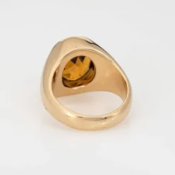 Chevalière en or jaune 6 carats avec citrine de Madère