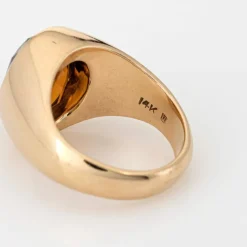 Chevalière en or jaune 6 carats avec citrine de Madère