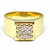 Chevalière en or jaune, diamants