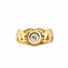 Chevalière en or jaune et platine sertie d’un diamant