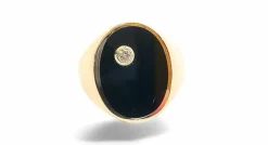 Chevalière en or jaune onyx et diamant