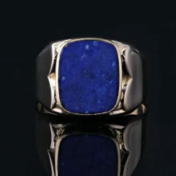 Chevalière lapis lazuli en or jaune