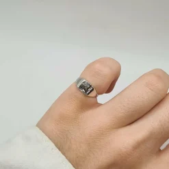 Chevalière or blanc 18 carats