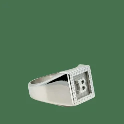 Chevalière or blanc initiale « B »