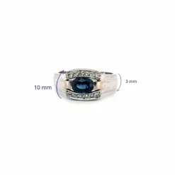 Chevalière or blanc saphir diamants
