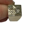 Chevalière or gris diamants