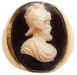 Chevalière Or jaune Camée Agate