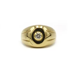 Chevalière or jaune et diamant