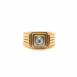 Chevalière or jaune et diamant