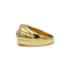Chevalière or jaune et diamant