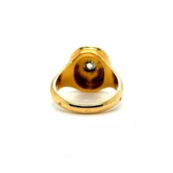 Chevalière or jaune et diamants