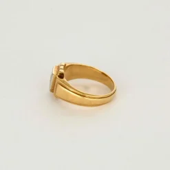 Chevalière or jaune et gris centré d'un diamant